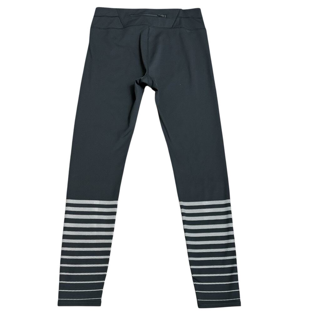 Athleta Leggings Sz M Black Full Length Silver Shine Stripe Sonar 347988 - Picture 8 of 12